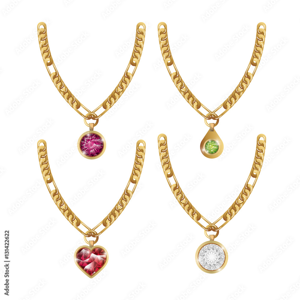 set necklace gems jewelry isolated vector illustration eps 10 set necklace gems jewelry isolated vector illustration eps 10