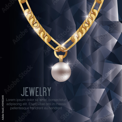 icon necklace gold gem isolated vector illustration eps 10