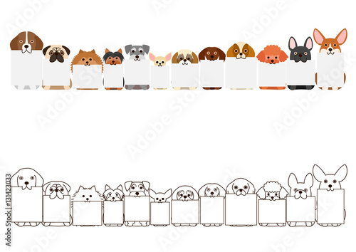 small dogs border set, with small blank card in each mouth