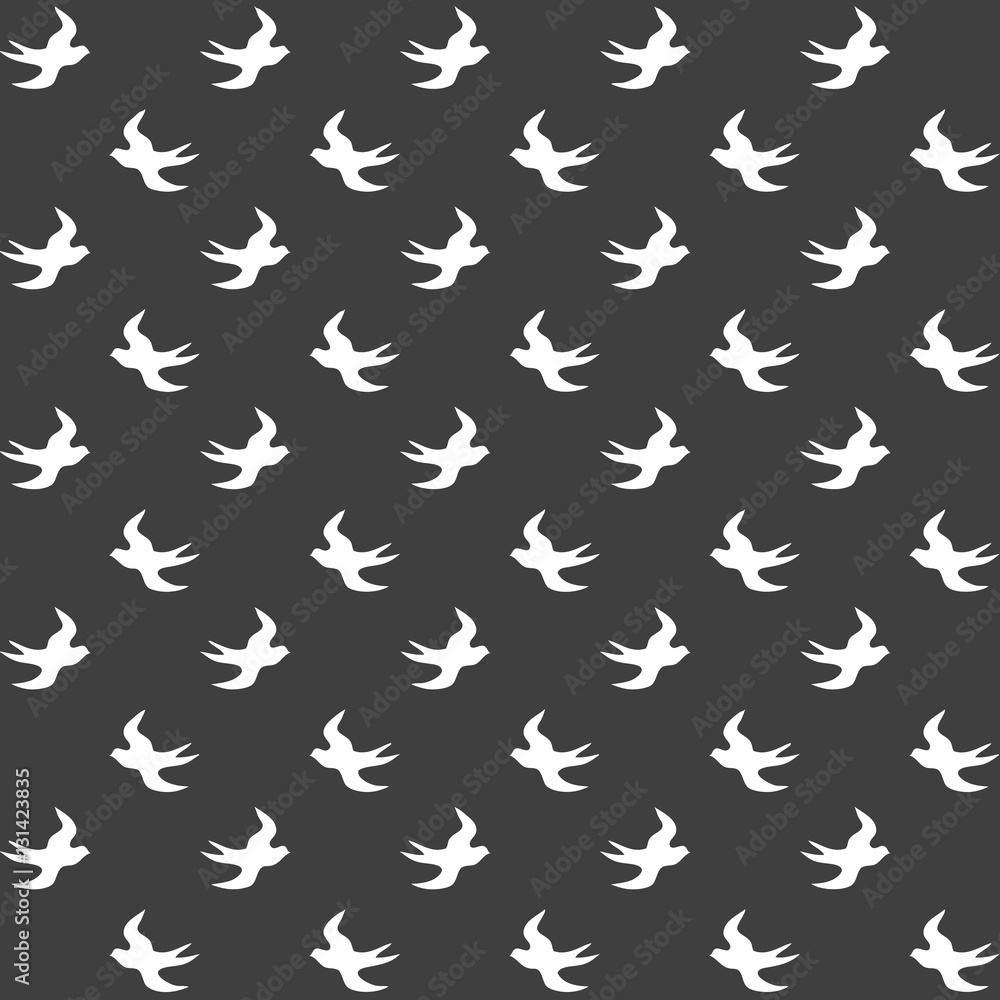 Stylish abstract seamless pattern with black graphic swallow. Stylish abstract seamless pattern with black graphic swallow.