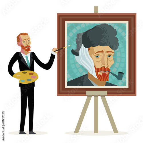 impressionist painter painting a self portrait