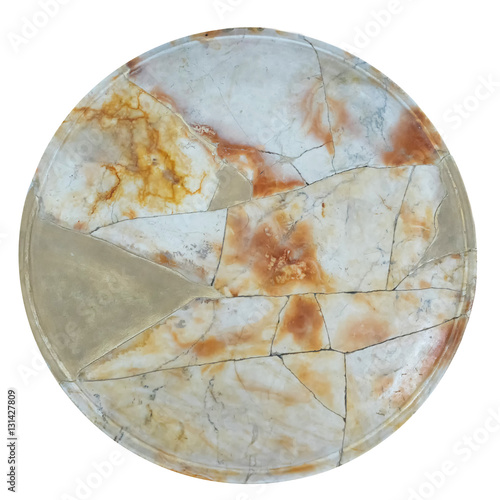 Antique Greek broken marble dish isolated on white

