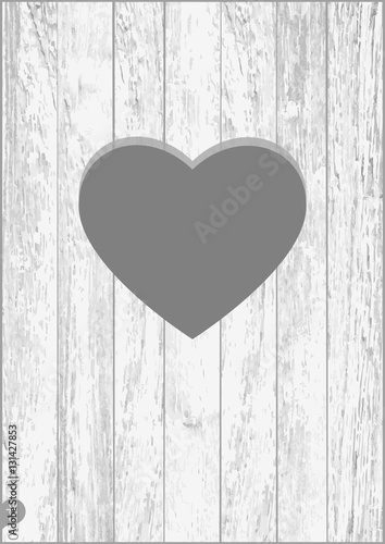 Heart in wood, vector