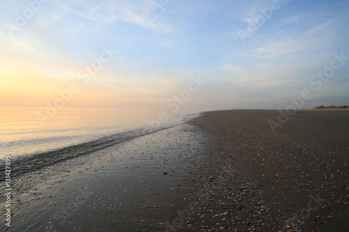 Beach in rockanje at sunset 