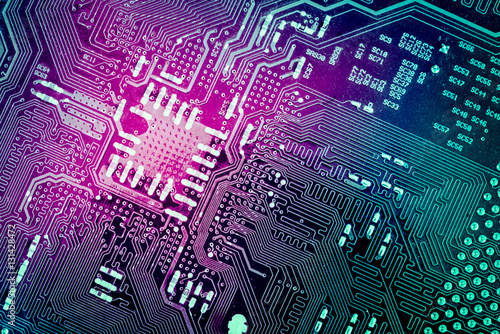 complexity circuit board closeup, abstract technology background