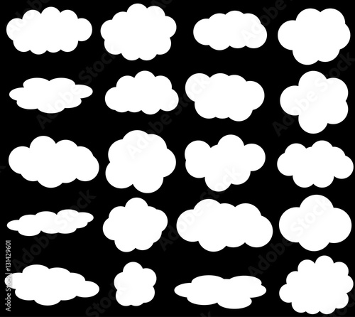 Clouds vector icons isolated over black background