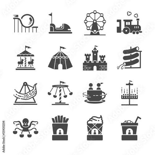 Theme park icons set