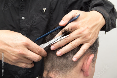 hairdresser cuts men's hair cut © schankz
