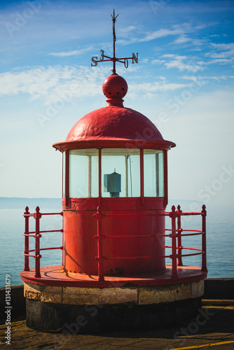 Farol de Nazare, famous lighthouse on the cliff in Nazare. Portugal