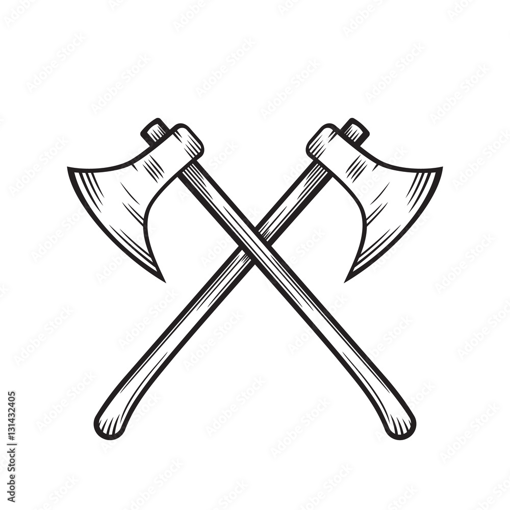 crossed axes isolated over white crossed axes isolated over white
