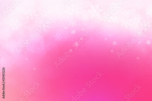 Abstract winter background, snow flakes falling on pink gradient