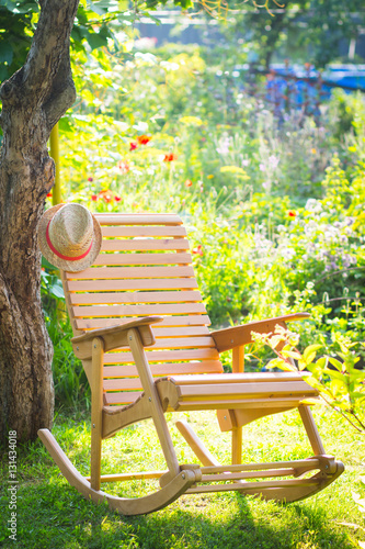 rocking chair in a garden