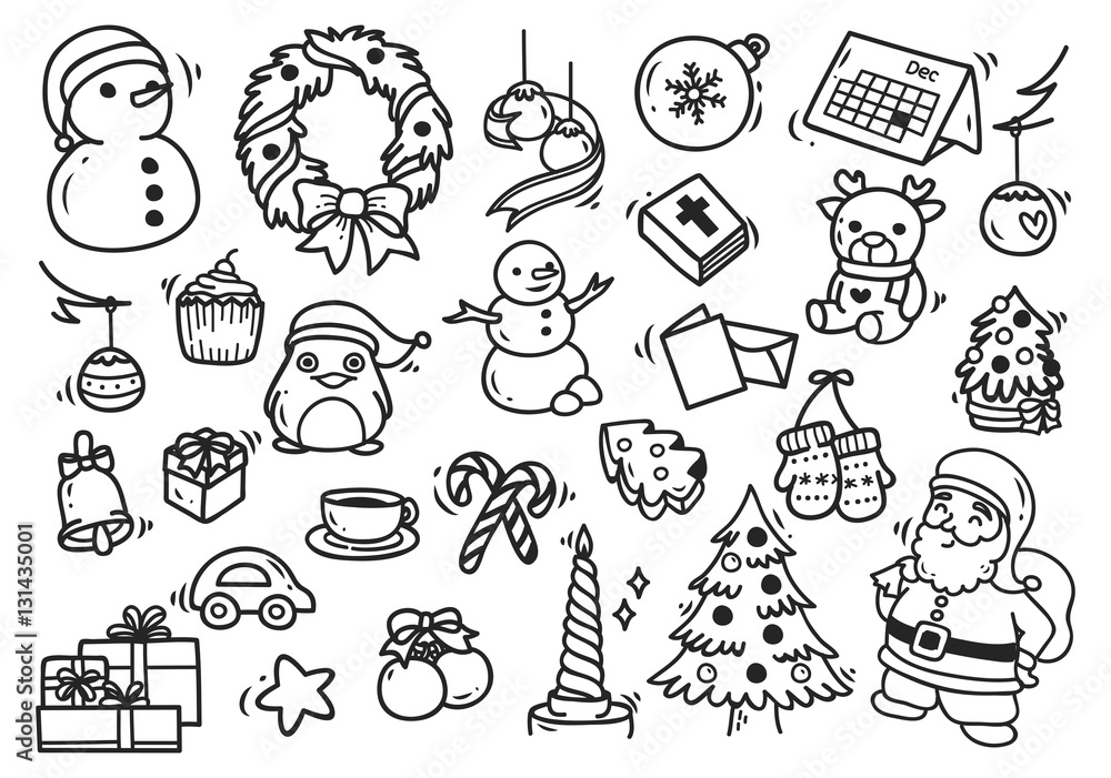 Set of Christmas doodle element Set of Christmas doodle element