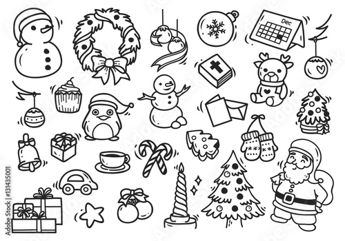 Set of Christmas doodle element