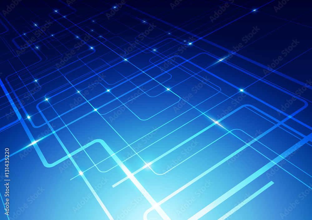 Abstract Lines Technology Blue Background