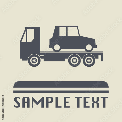 Car salvage and towing icon or sign