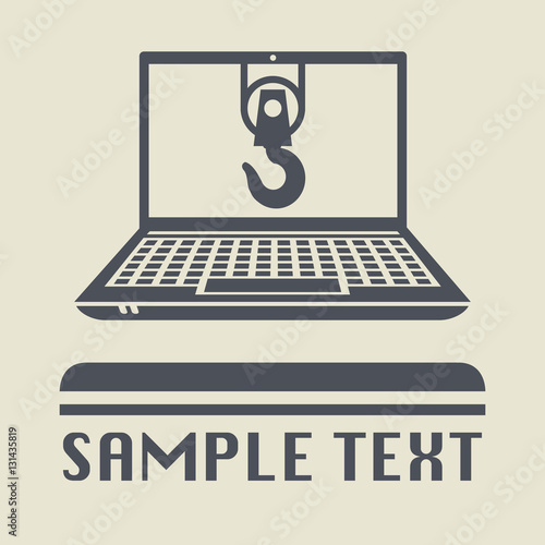 Laptop or notebook computer with Crane hook icon