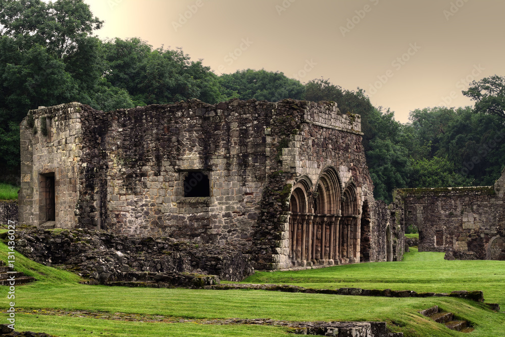 Ruins at a British medieval abbey
