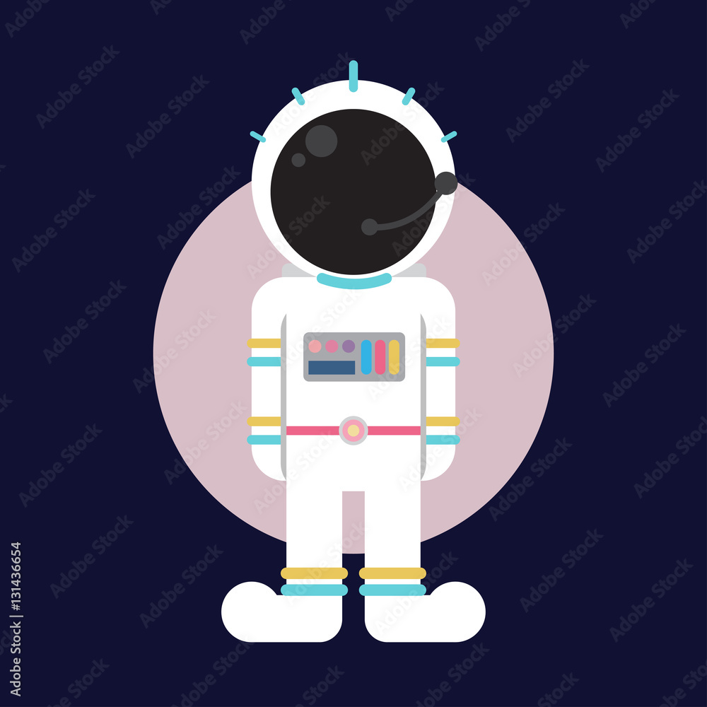 Astronaut stands on space concept vector illustration in flat style. Astronaut stands on space concept vector illustration in flat style.