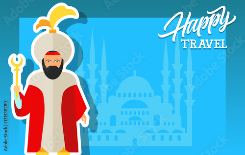 Happy travel lettering with sultan