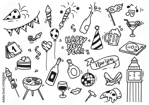 Set of New Year doodle