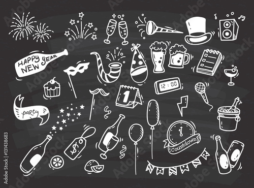 Set of New Year doodle