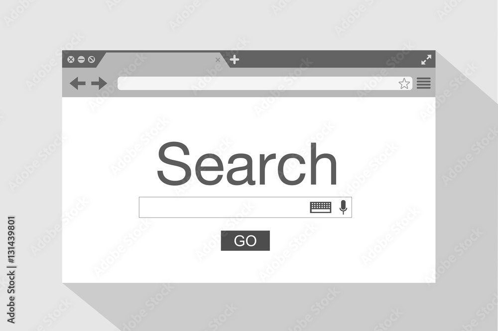 Flat style browser window black and white. Search engine. Vector stock illustration Flat style browser window black and white. Search engine. Vector stock illustration