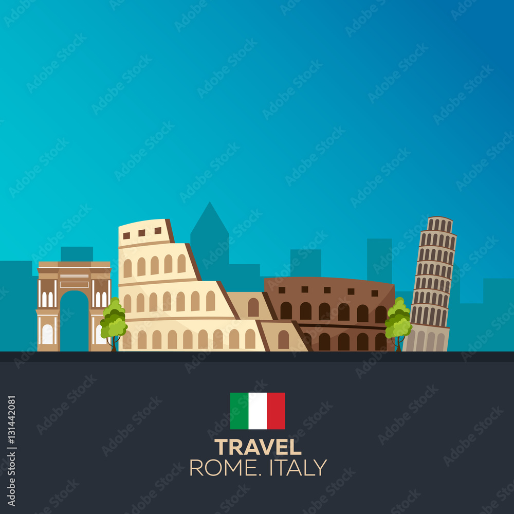 Rome. Travelling illustration. Modern flat design. Italy travel.