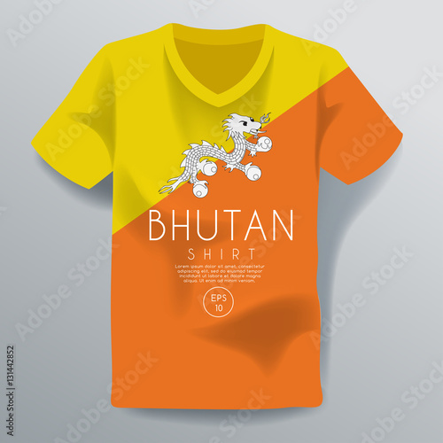 Bhutan Shirt : National Shirt Template : Vector Illustration