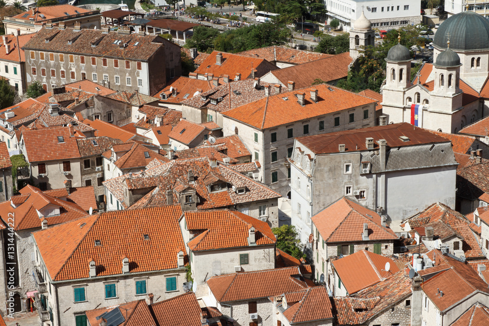 Red roofs of Old Town. Montenegro
