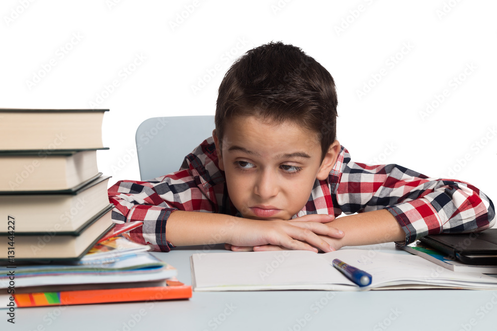 Frustrated boy about how much he has to read Frustrated boy about how much he has to read