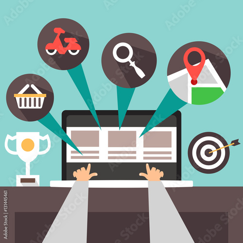 shopping in the online store. flat vector illustration