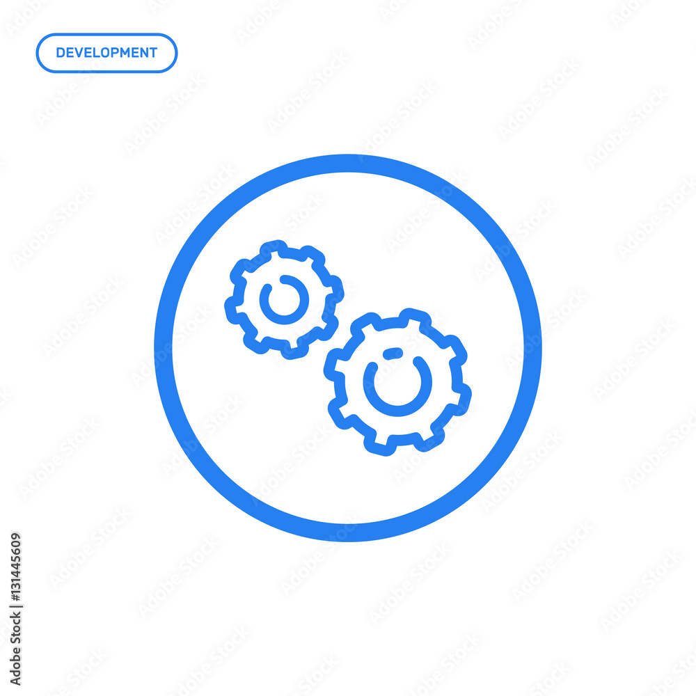 Vector illustration of flat line icon. Graphic design concept of development. Use in Web Project and Applications. Blue outline isolated object. Vector illustration of flat line icon. Graphic design concept of development. Use in Web Project and Applications. Blue outline isolated object.