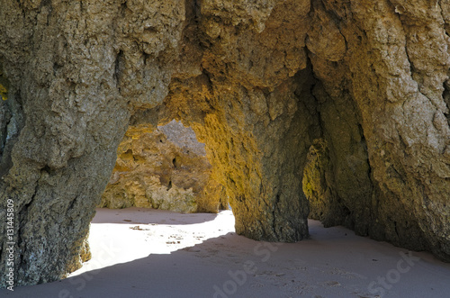 Cliffs formation in Chiringuitos beach, in Albufeira, Algarve