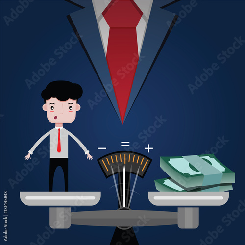Boss Assessment to employees, business concept, vector cartoon