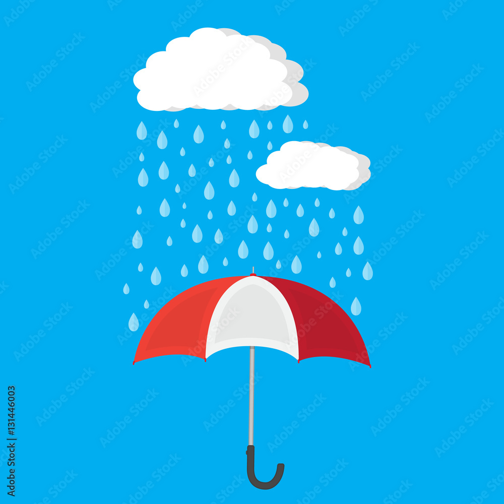 Umbrella and rain with clouds Umbrella and rain with clouds