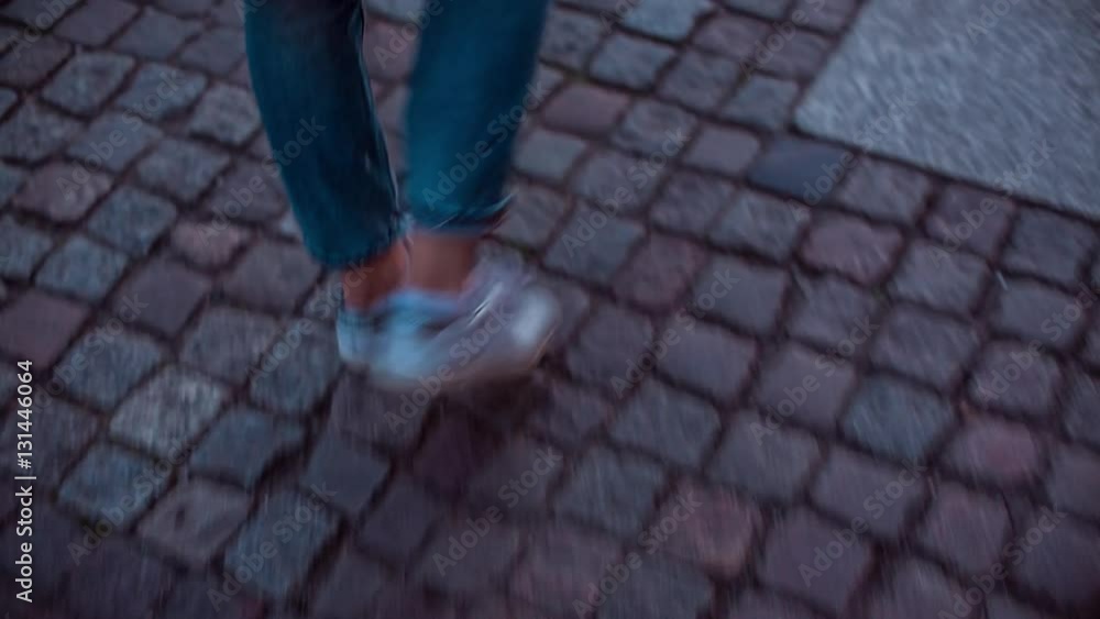 Young Woman Walking Down Street Young Woman Walking Down Street