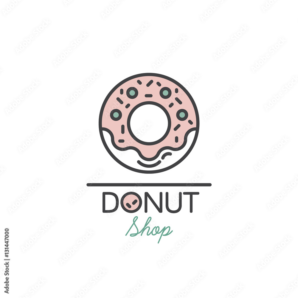 Logo Design for Fresh Bakery Products, Bread, Cake, Cupcake, Donut or Grocery Shop with Pink Cream Donut Logo Design for Fresh Bakery Products, Bread, Cake, Cupcake, Donut or Grocery Shop with Pink Cream Donut