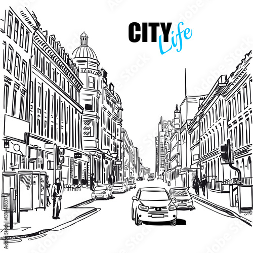 Plakat Sketch City Street