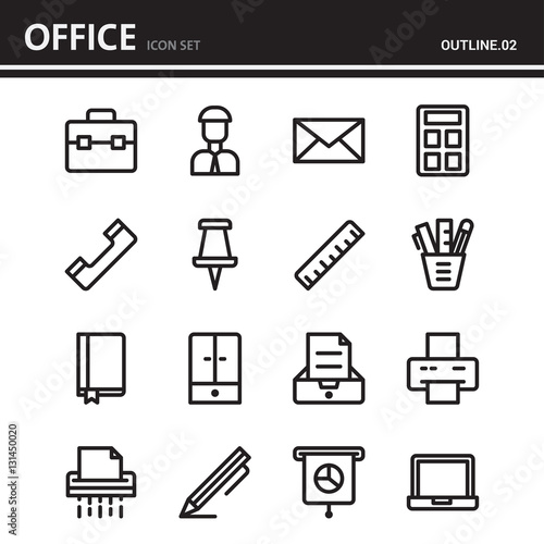 business and office outline icon design - set 2