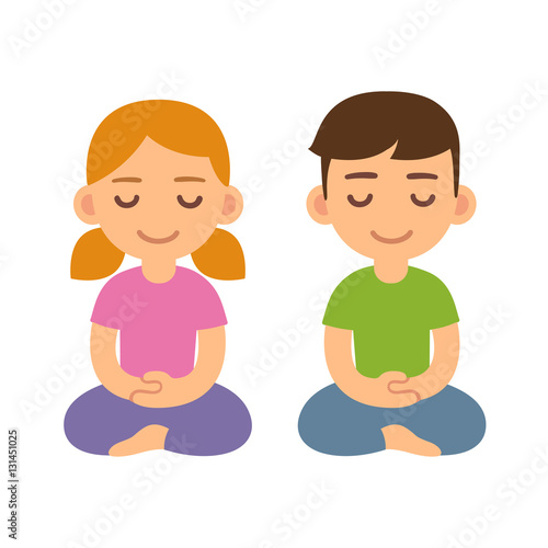 Cartoon meditating children