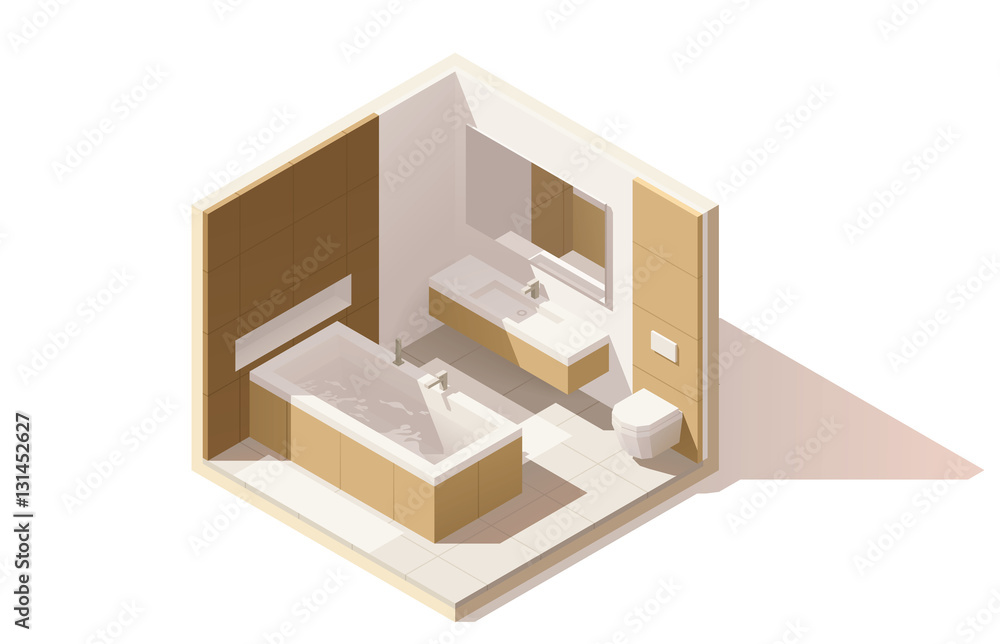Vector isometric low poly bathroom icon Stock Vector | Adobe Stock