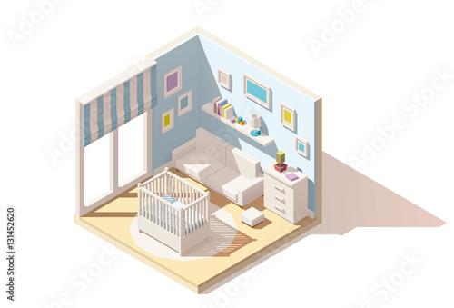 Vector isometric low poly baby room icon