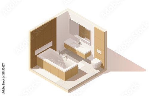 Vector isometric low poly bathroom icon