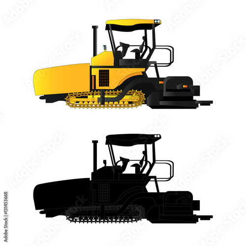 Asphalt paver, vector illustration