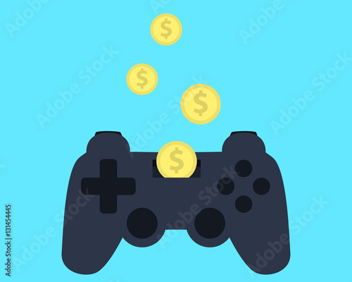 Investment in video games. Flat design. Vector illustration