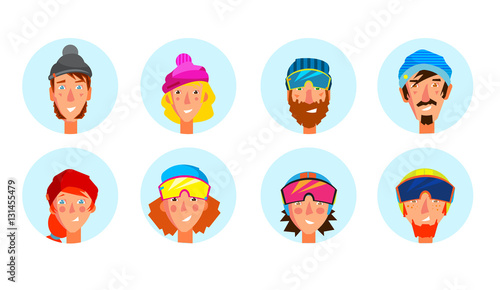 Active people avatar set.