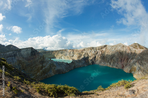 Kelimutu volcano colored crater lakes, Flores, Indonesia photo