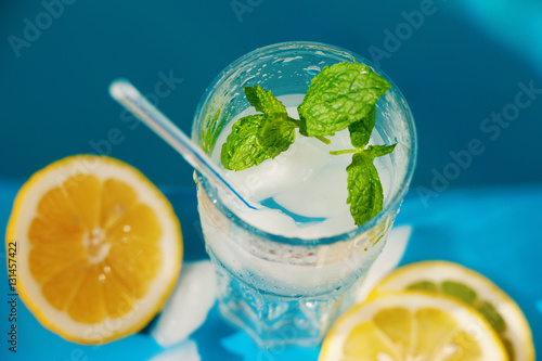 Fresh water with lemon and mint 