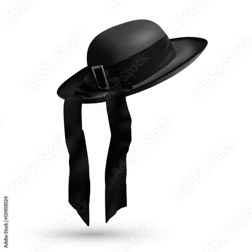 Vector breton traditional men hat with ribbon isolated on white background